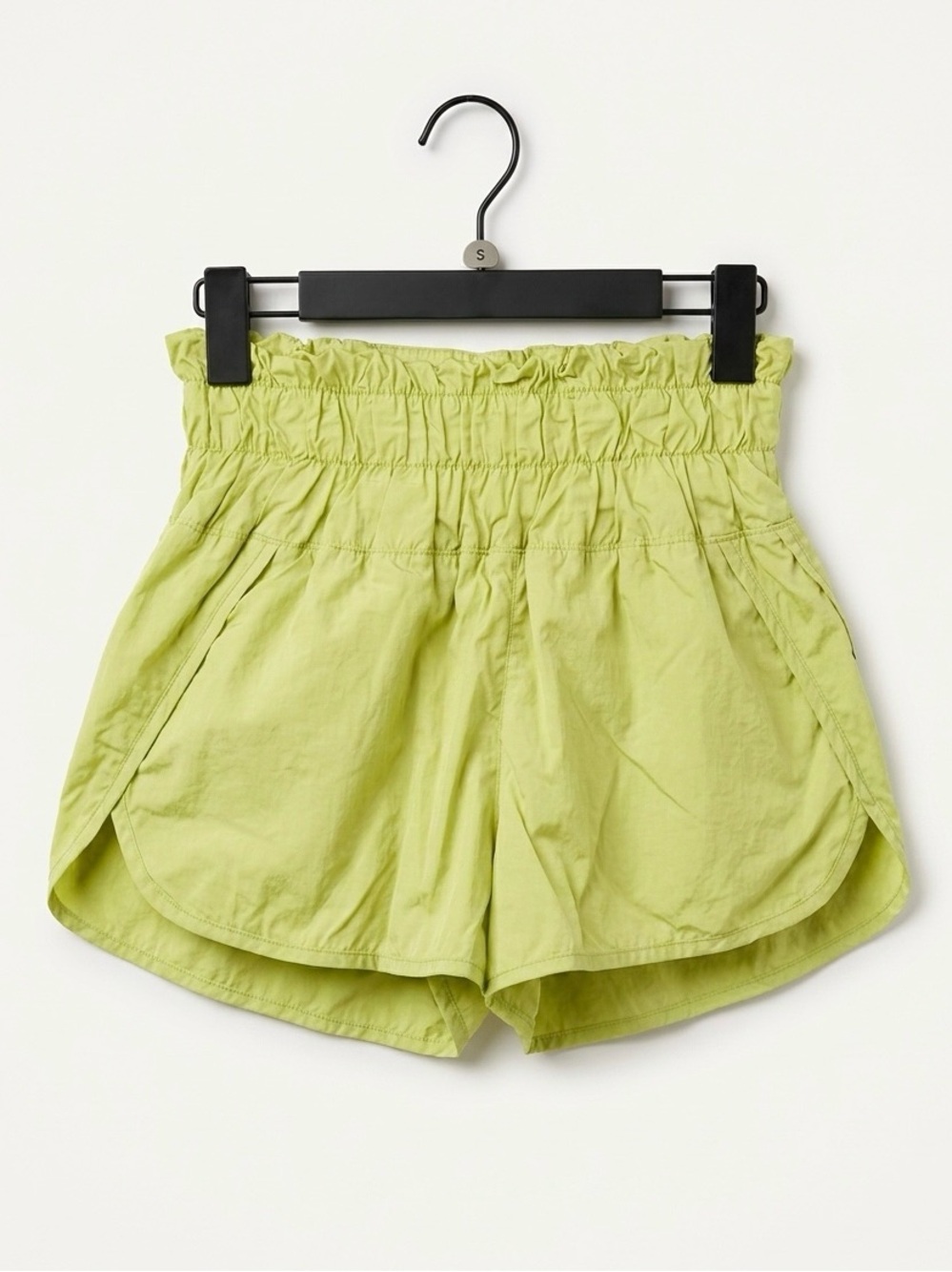 Free People FP Movement Green The Way Home Shorts with Ruffle Elastic Waistband